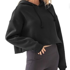 Black Cropped Hoodie for Women